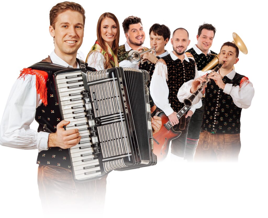 Sašo Avsenik und seine Oberkrainer auf einem offiziellen Gruppenfoto